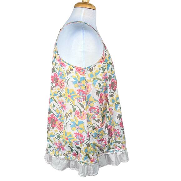 Free People Women’s Floral Racerback Tunic Length Boho Cami Tank Blouse Medium - Picture 5 of 15